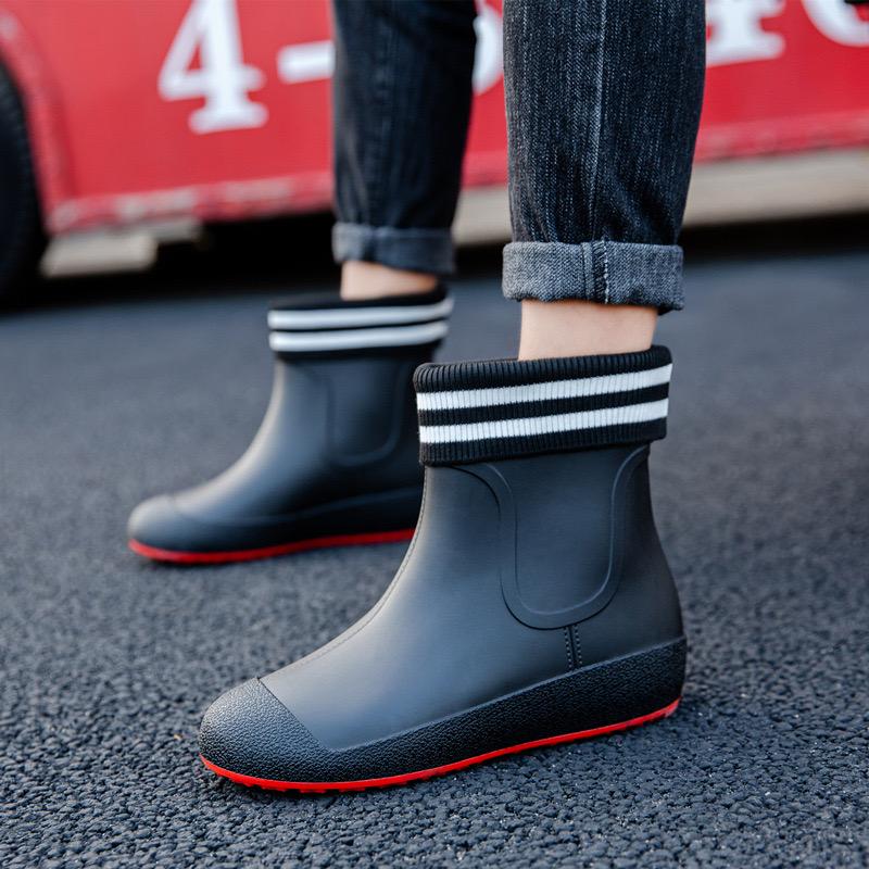 Německé protiskluzové dešťové boty Pánské do půli lýtek Teplé holínky Plus sametové Vodotěsné boty Kuchyňské boty Mycí boty Rybářské boty Dámské