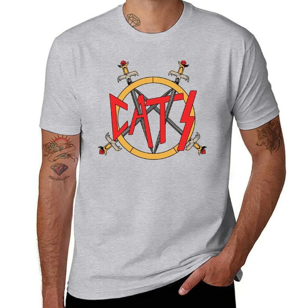 CATS T-Shirt Man Clothes Shirts Graphic Tees for a Boy Blacks Mens Clothes