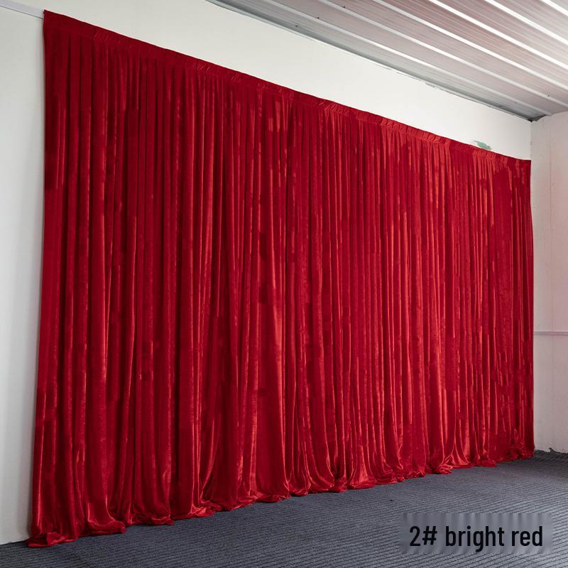 Gold and Black Velvet Wedding Backdrop with Red Gauze Drapes