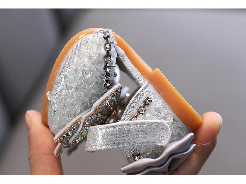 2025 Spring/Summer Girls' Rhinestone Bow Soft Sole Korean Style Leather Sandals