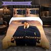 Harry Styles Customized Name Text Bedding Set, 1 Duvet Cover & 2 Pillowcases Personalized Bedroom Gift