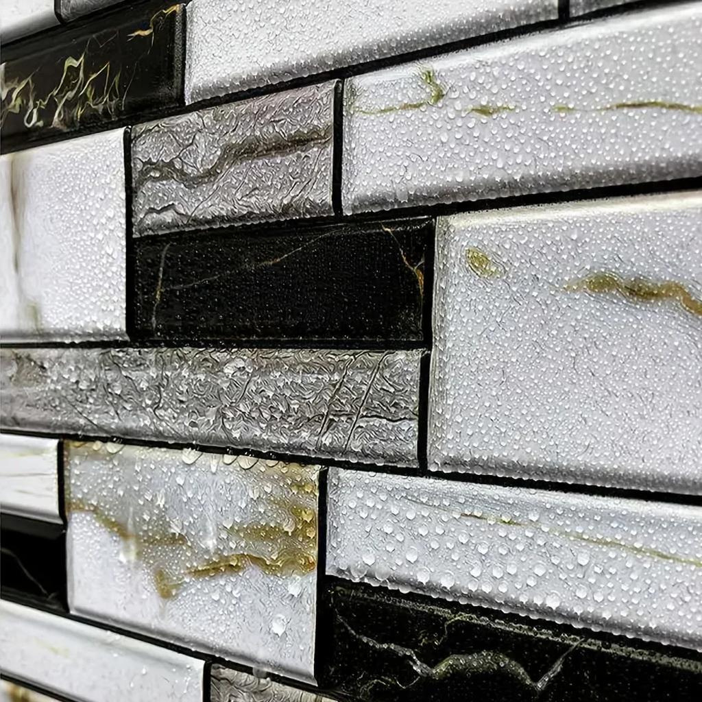 3D Brick Wall Decal-Waterproof Christmas Tile Sticker Home Renovation Bathroom Kitchen Living Room Bedroom Hallway Feature Walls