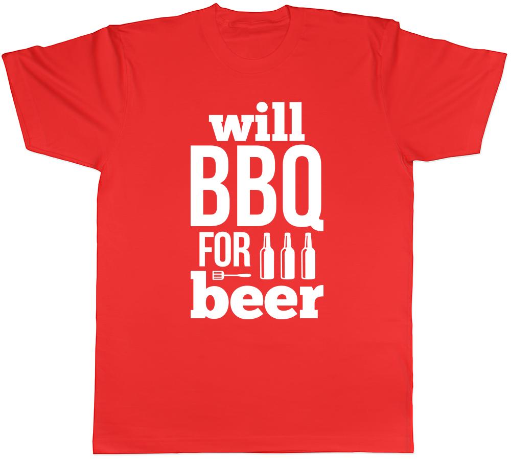 Will BBQ for Beer Unisexs Unisexs Ladies TShirt Tee S