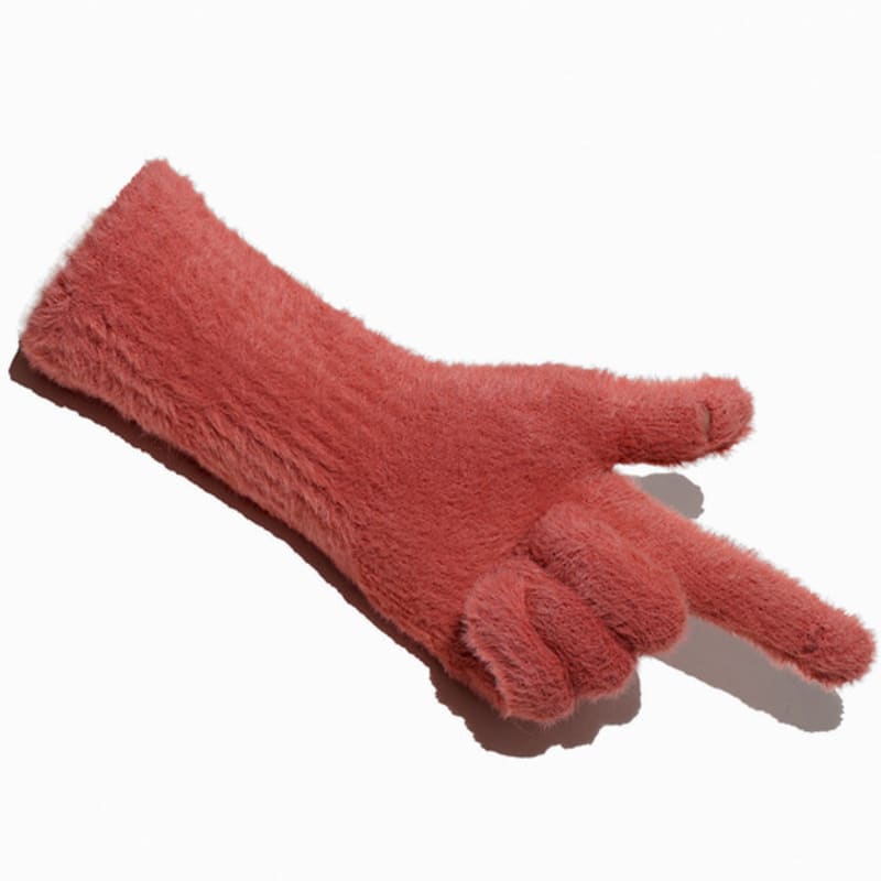 TUDE HAIRY FINGER HOLE GLOVES CORAL