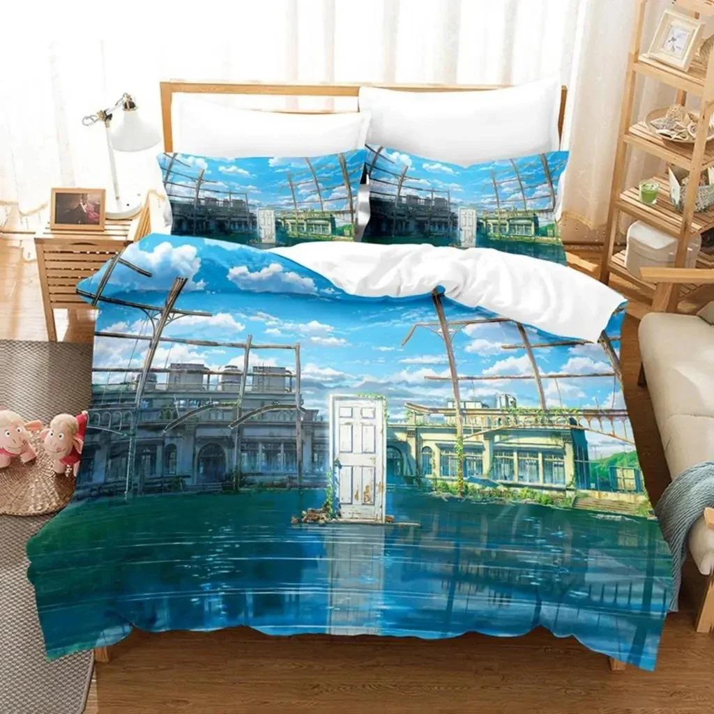 Anime Movie Suzume No Tojimari Bedding Set Boys Girls Twin Queen Size Duvet Cover Pillowcase Bed Kids Adult Home Textile