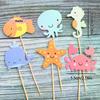 24 szt. Toppery do babeczek ze zwierzętami morskimi Dekoracje tortu na przyjęcie urodzinowe pod wodą Akcesoria na przyjęcie tematyczne z syreną dla dziewczynek Baby Shower