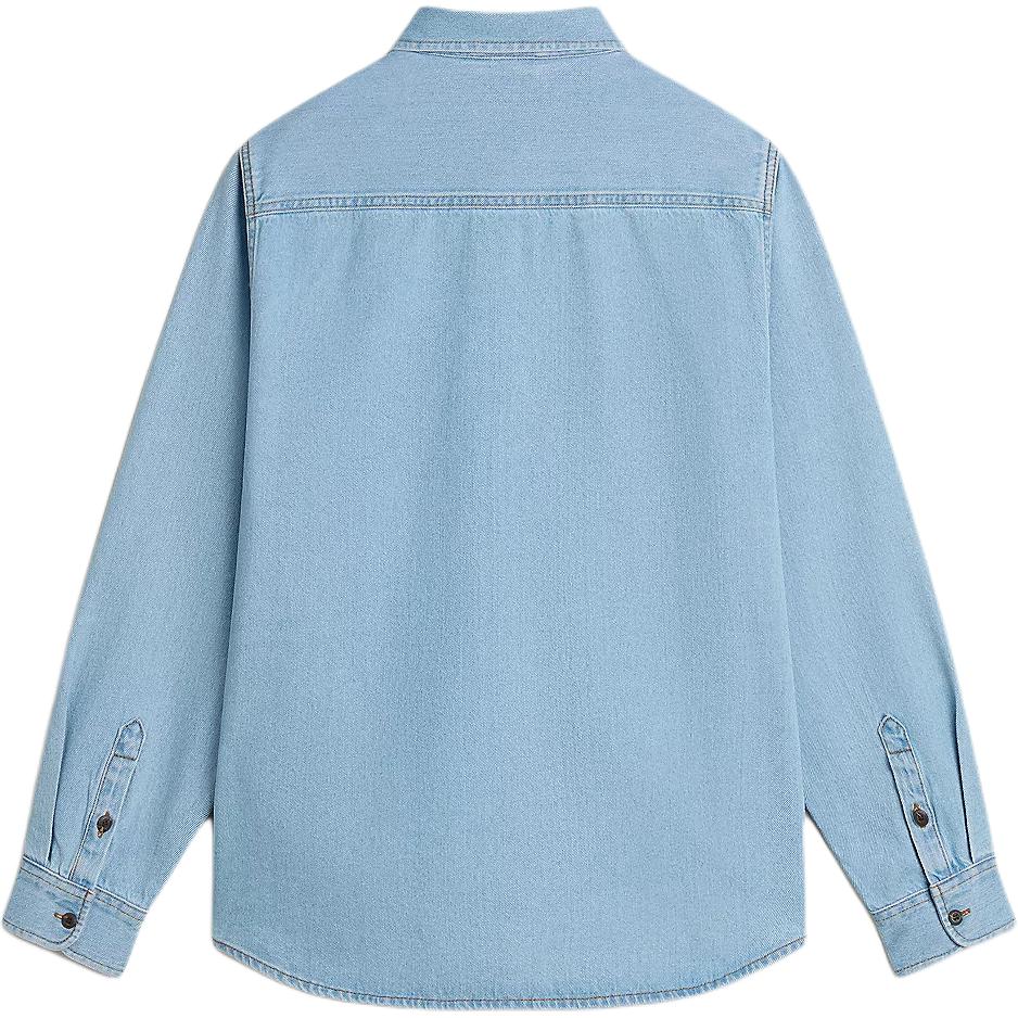 Vans Vintage Polo Collar Solid Color Denim Long Sleeve Shirt Men Shirts Blue VN000M12IYR