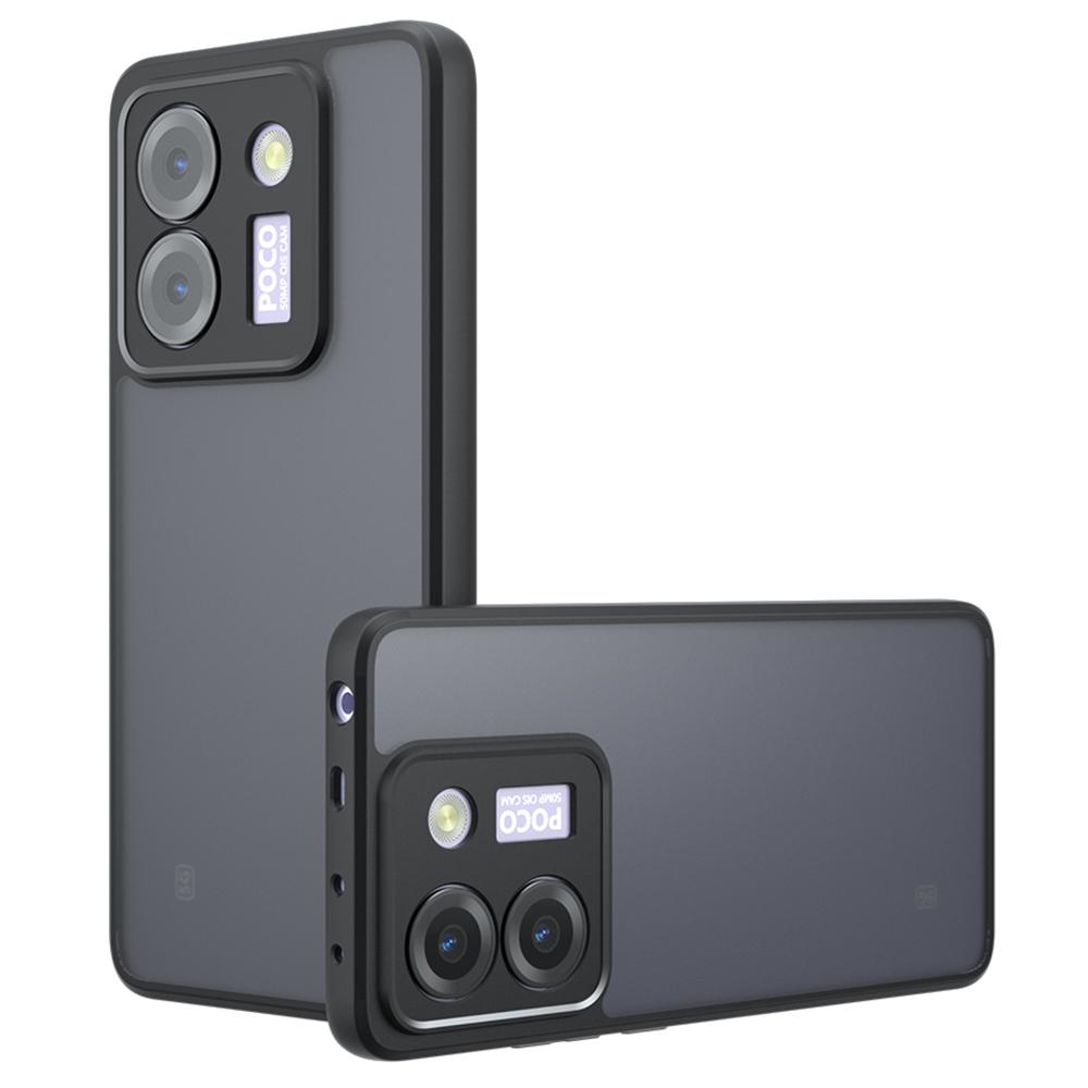 For Xiaomi Poco M7 Pro 5G Case Skin-Touch TPU+PC Matte Phone Shell,Transparent Black