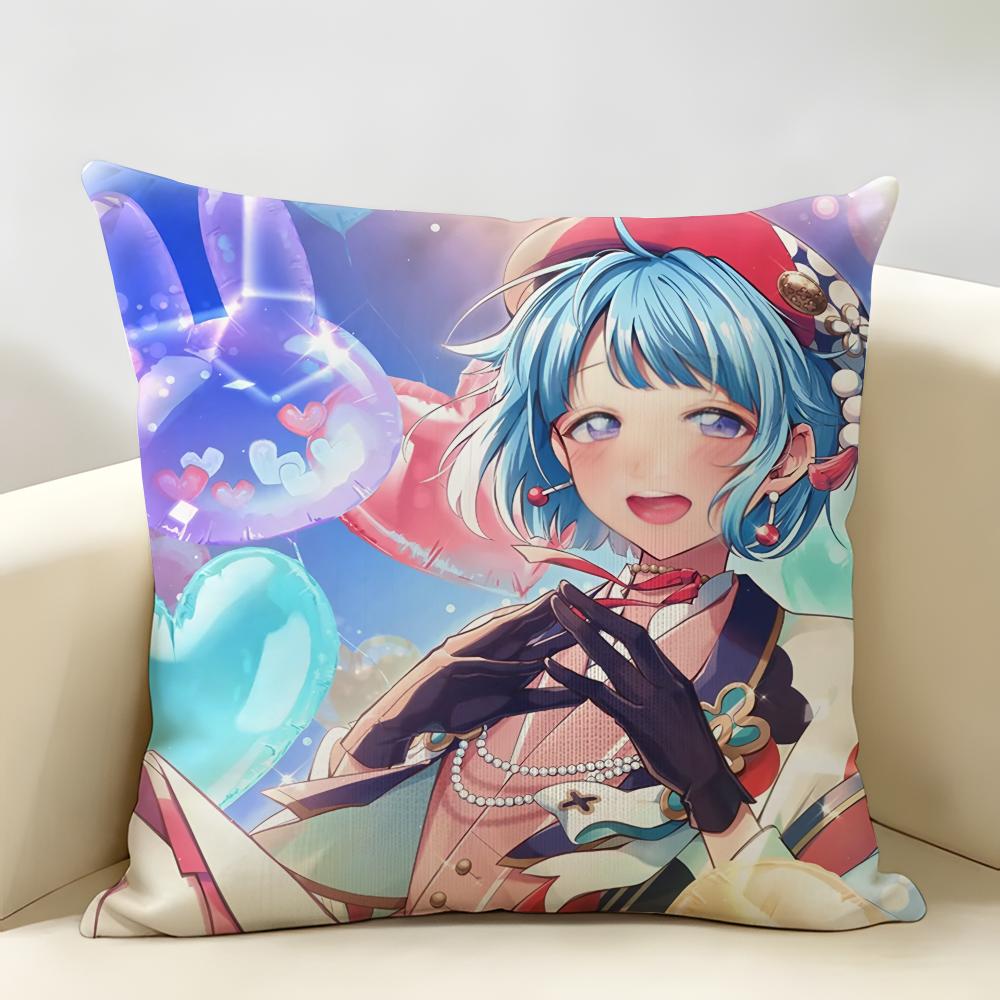 EEnsemble Stars Anime Cushion Cover Natural Linen Organic Fabric DoubleSided Printing Room Sofa Decor Pillow Case
