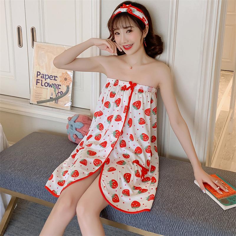 Letnia piżama damska: Codzienny, Wygodny Ręcznik Bandeau i Szlafrok Kąpielowy do Sauny