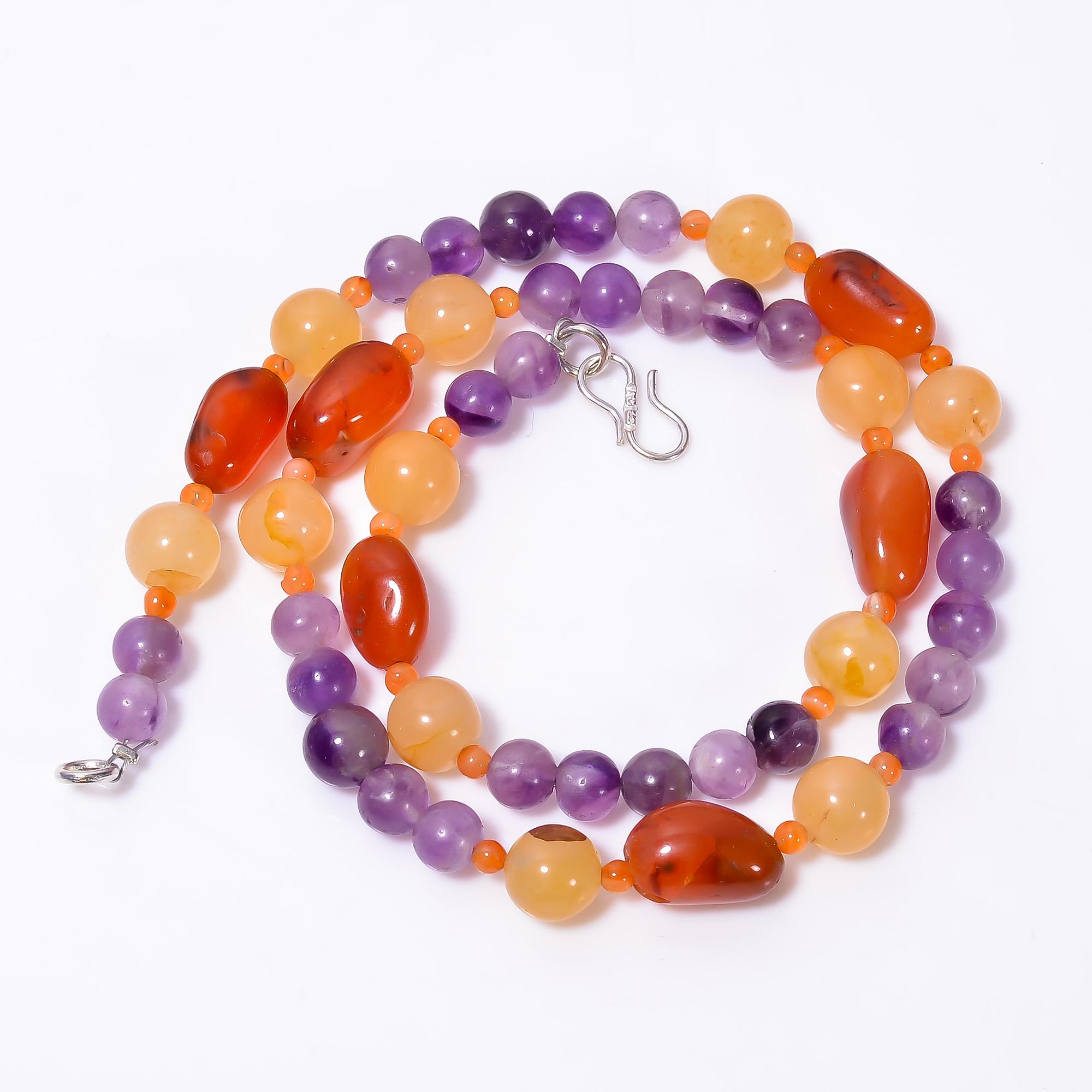 

Natural Amethyst Aventurine Mix Shape Gemstone Smooth Beads Necklace 2-14 mm 18 UB-8620