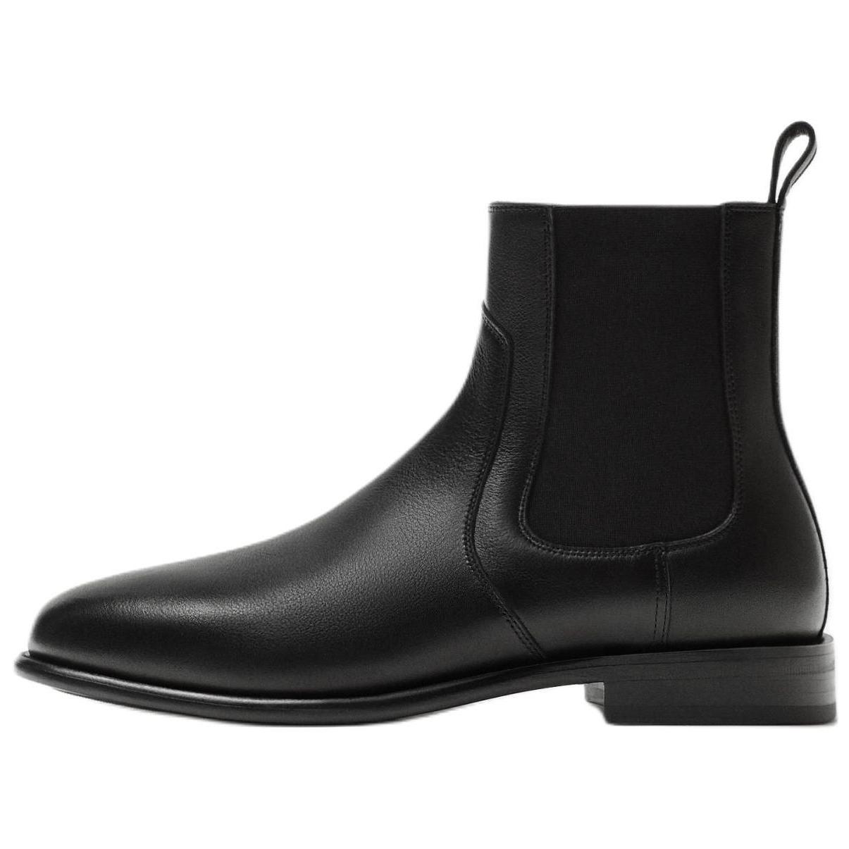 ZARA Leather Chelsea Ankle Boots Black Womens 12026520800 43