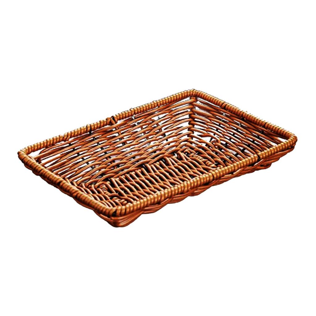 Braided Fruit Hand Woven Serving Tray Organizer Imitation Rattan Basket for Kitchen
