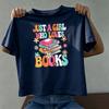 Just A Girl Who Loves Books Floral Book Graphic Men T Shirt Cotton Reading Lover Casual Daily