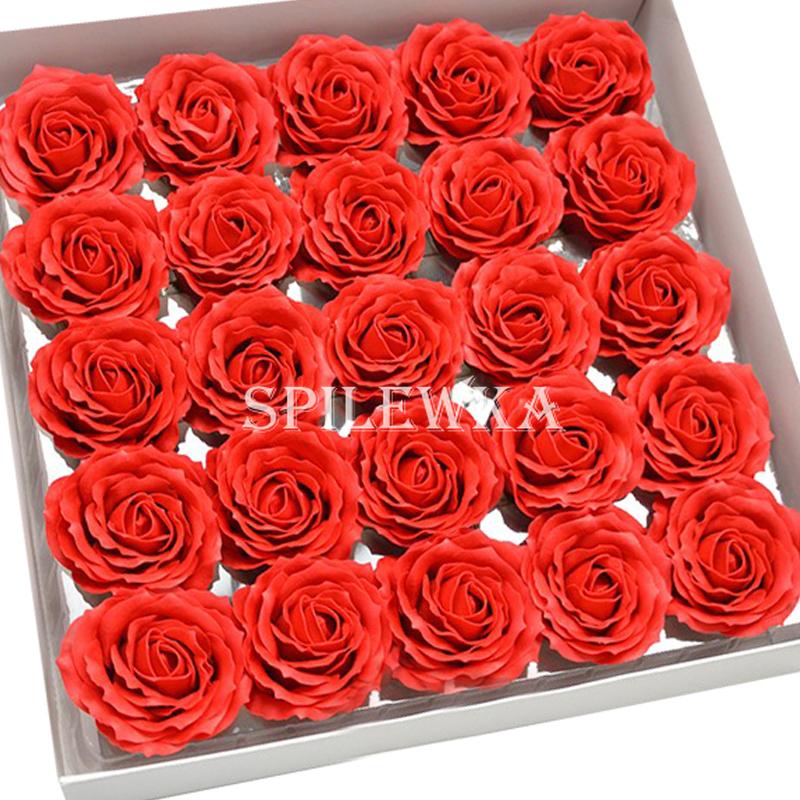 

Spilewka 6-Layer Dia7cm Quality Roses Flowers Heads Artificial Flower Wedding Valentine s Day Gift Home Decoration Flowers 25Pcs красный