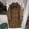 Medium and Long Down Jacket Women's New Splicing Corduroy Lapel Thickened Winter Coat