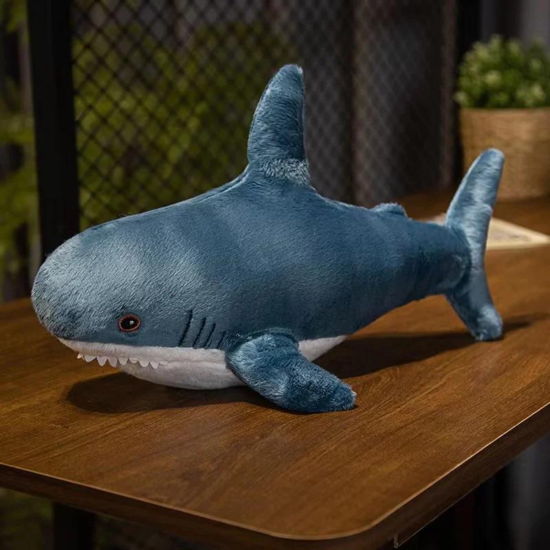 45/60cm Colorful Rainbow Shark Doll Plush Toy Fuzzy Long Plush Underwater Animal Plushie Sleeping Companion Birthday Gift Kids
