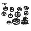 Matte Black Pumpkin Decor for Shop Window 11Pcs Halloween Mirror Wall Stickers, Self-Adhesive Acrylic Ghost Decals, DIY Removable Modern Art