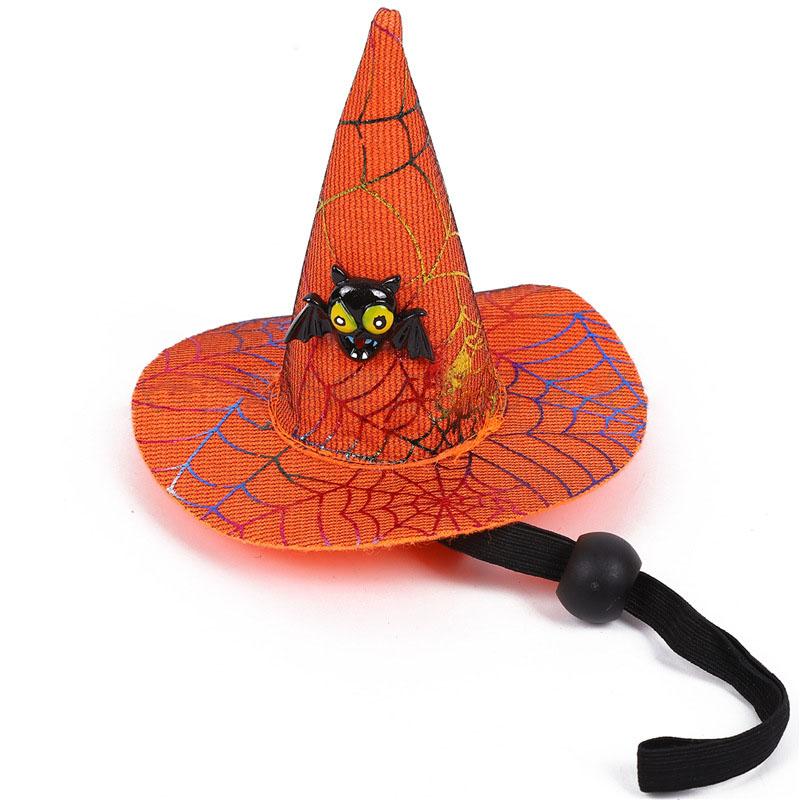 Halloween Pet Decoration Sequin Spider Web Witch Hat Elastic Headband Pet Dog Pumpkin Bat Hat Happy Halloween Day Pet Supplies