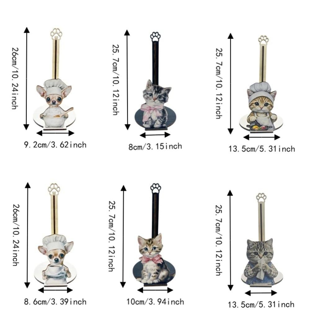 Adorable Tissue Holder Kitten Chef Puppy Roll Paper Standing Rack Chihuahua Cat Food Wrap Storage Rack Tea/Garden Party