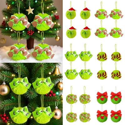 4 Stück Grüne Flauschige Weihnachtsbaum-Deko Anfängerfreundlich Festliche Atmosphäre Festliche Dekorationen Lustiges Design Feiertagsstil