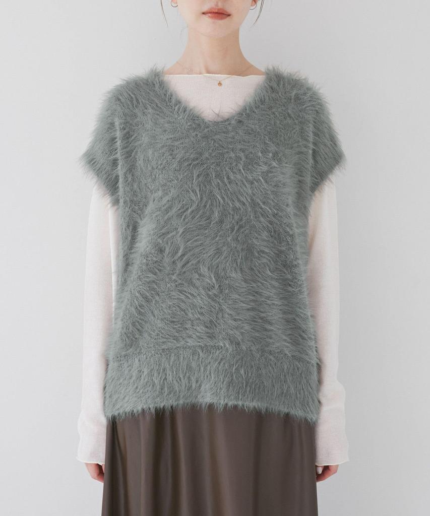 ROPE PICNIC Short Feather Knit Vest GDM55050 Chairosub Women's (Size 22)