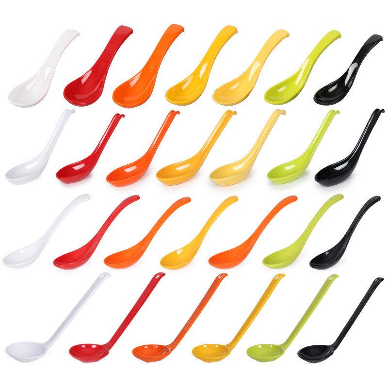 Xiangyuanmei Long Handle Colorful Melamine Soup Spoon - Imitation Porcelain for Hotel and Restaurant Use