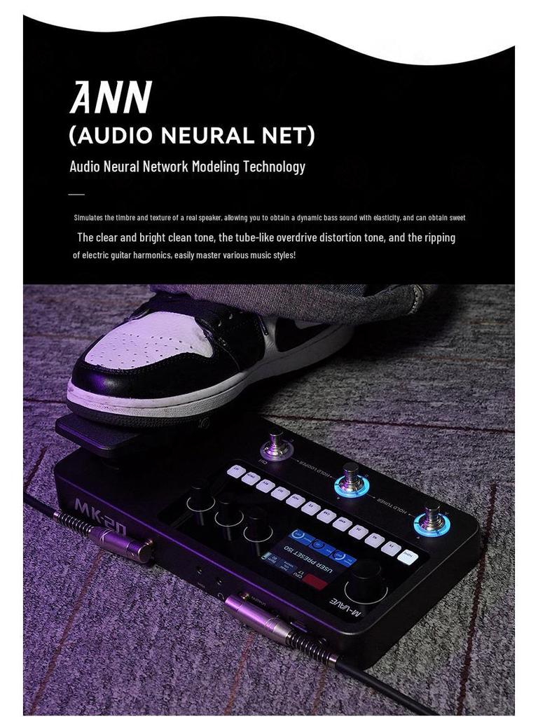 M-VAVE MK-20 Multi-Effektpedal: E-Gitarre, Bass-Loop, Soundkarte, Drum Machine.