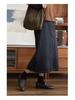Retro Korean Style High-Waist Slimming Denim Midi Skirt with Split for Women