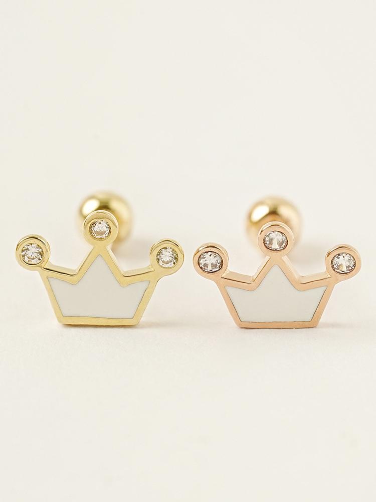Minimalpiercing 14K Cubic Point Crown Piercing Earrings
