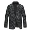 Autumn New Style Genuine Leather Jacket for Men, Sheepskin Suit Jacket, Fashionable Printed Business Casual Top