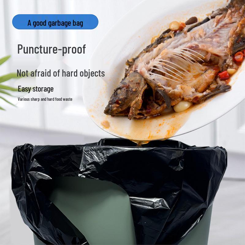 Large Black Heavy-Duty Kitchen Garbage Bags, Handheld Roll for Home and Office.