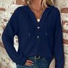Autumn Women's Solid Color Long Sleeved V-neck Top Thin Hooded Button Sweatshirt Coat Women's Fashionable Versatile Hooded Sweatshirt