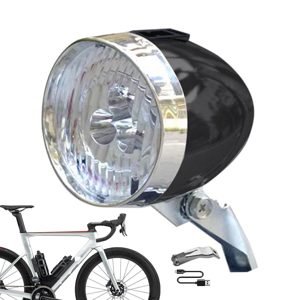 USB-Aufladung Retro Fahrradscheinwerfer Klassisches Mountainbike Frontlicht 3 LED-Lampen Fahrradfrontbeleuchtung Für Fahrradzubehör