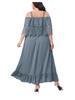 Elegant Off-Shoulder Plus Size Lace Trim Dress