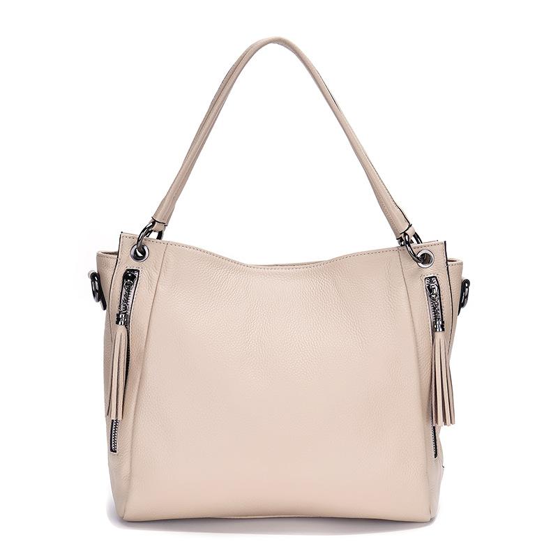 Wind Lychee Pattern First Layer Cowhide Large Bag Large Capacity Fashion Folds Single Shoulder Crossbody This Batch Of Casual Armpit Bags