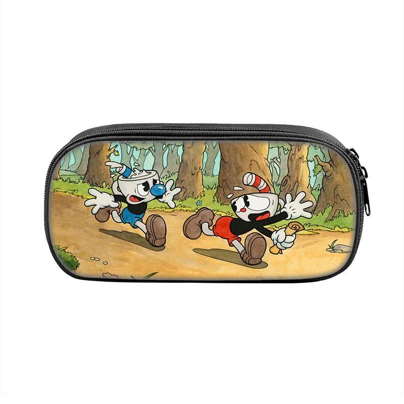 Cuphead Cartoon Pen Case Nylon Storage Pouch For Students And Kids