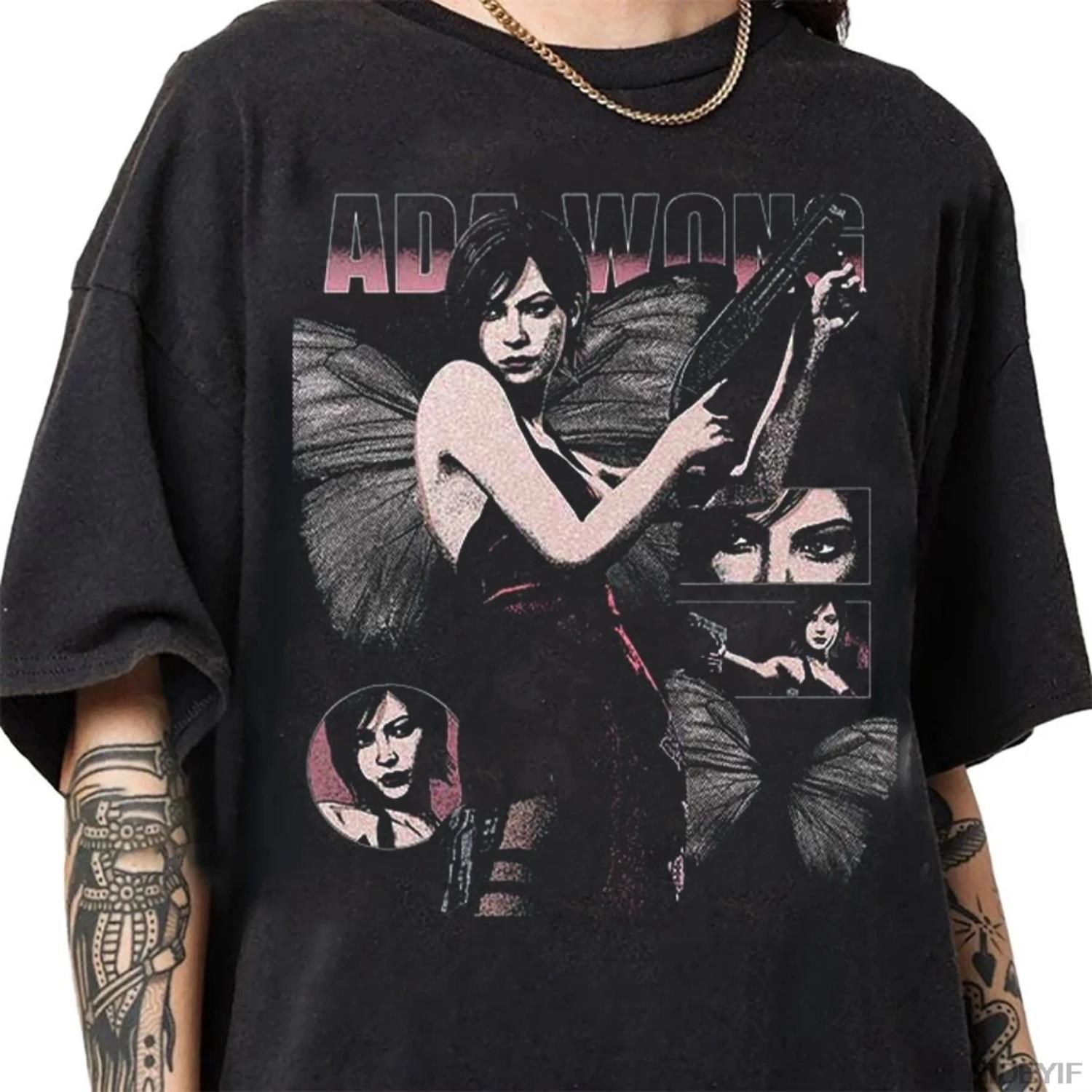 

2026 Новая футболка ADA WONG Resident Evil Biohazard Игровая уличная одежда для мужчин женщин 100% хлопок Высококачественные футболки Уличные топы S чёрный