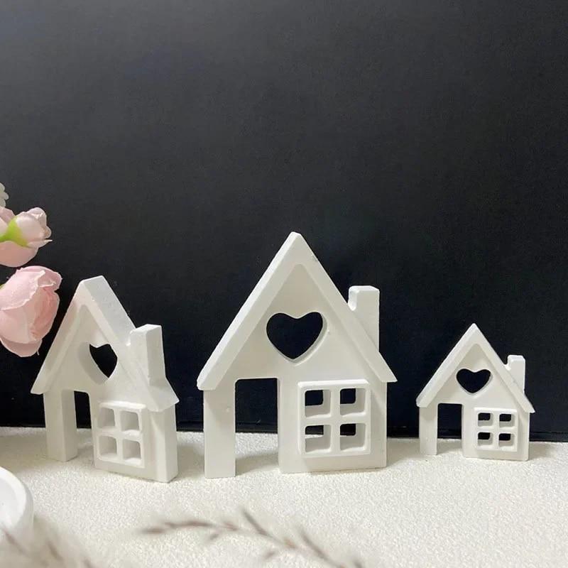 Light House Silicone Mold for Tea Light Holder Houses Concrete Moulds Casting Molds Crafts Decor Home Resin Mold Casting Mould(with Chimney)
