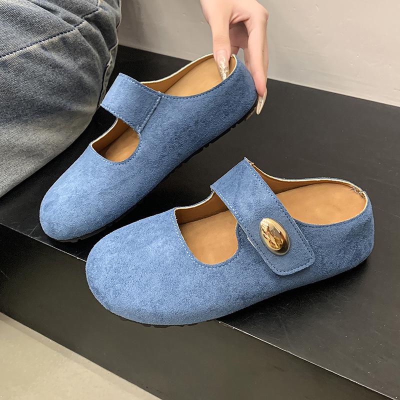 

Thick-soled slippers for women s outerwear 2025 spring and autumn new models with casual one-pedal bag slippers 35 синий