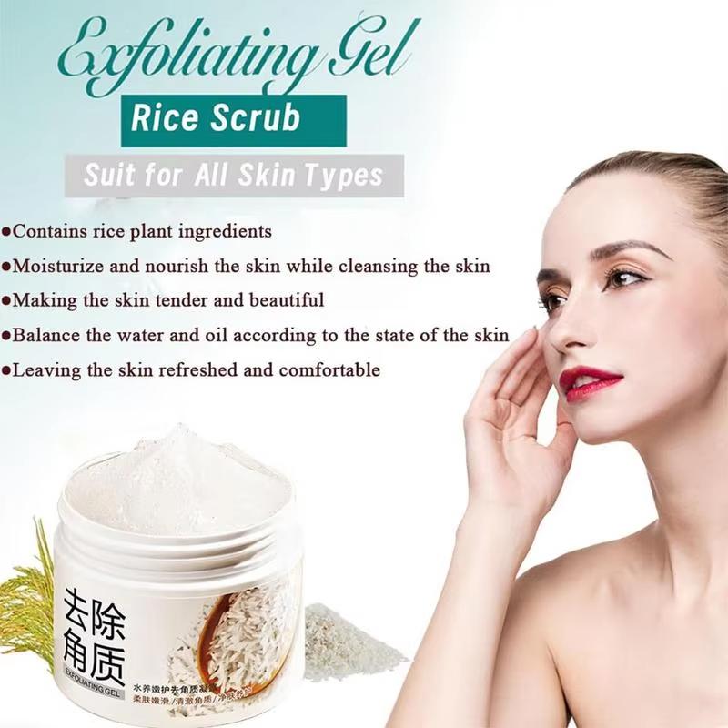 Rice Scrub for Face Skin Lightening Body Scrub Body Exfoliation Gel Moisturizing Face Scrub Brightening Gentle Rice Formula