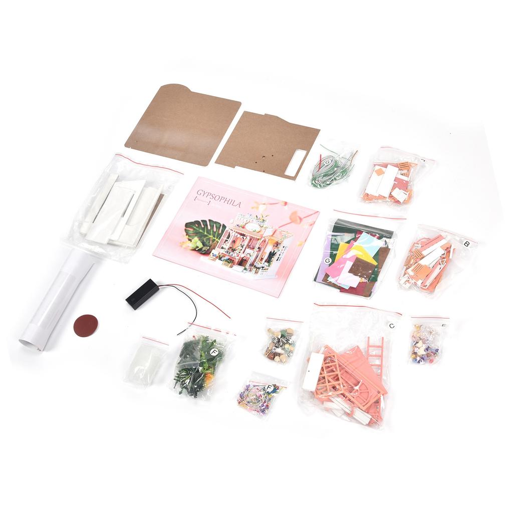 Flower DIY Assembly Dollhouse Mini Home Craft Model Doll House Model Toys Gift Decoration