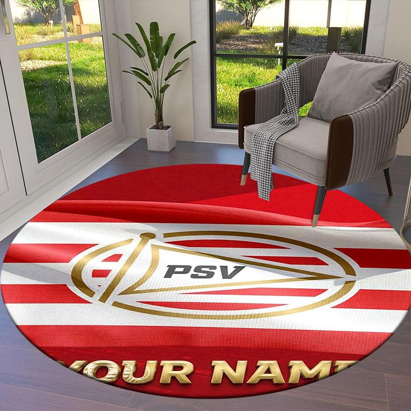 Philips Sport Vereniging Custom Name Round Area Rug,Carpet Rug for Living Room Bedroom Sofa Playroom Decor,Non-slip Floor Mat