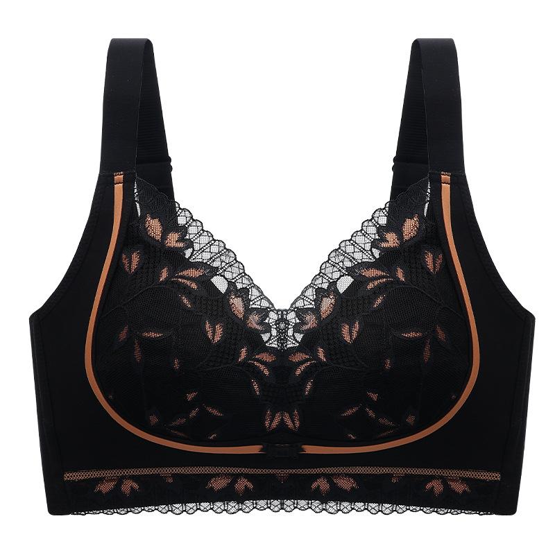 Thin Bra for Women Breathable Gathering Bra Full Cup Size Large Size No Steel Ring Push Up Bra