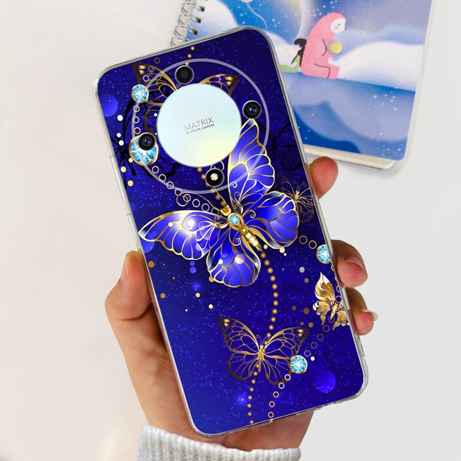 For Honor X9b 5G Case ALI-NX1 Popular Flower Soft Clear Silicon TPU Cover For Honor X9a RMO-NX1 HonorX9 ANY-NX1 Shockproof Funda