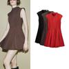 Spring New Arrival Women's Clothing French Style Graceful and Fashionable Wave Wide Swing Mini Sleeveless Dress 8841460