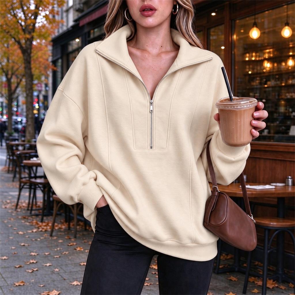 Women's Casual Loose Fit Sweatshirt with Pocket for Workout and Daily Wear