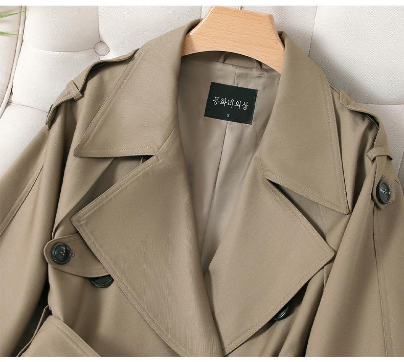 Gabardina Gris de Longitud Media para Mujer Petite: Estilo Coreano y Británico Primavera/Otoño 2025