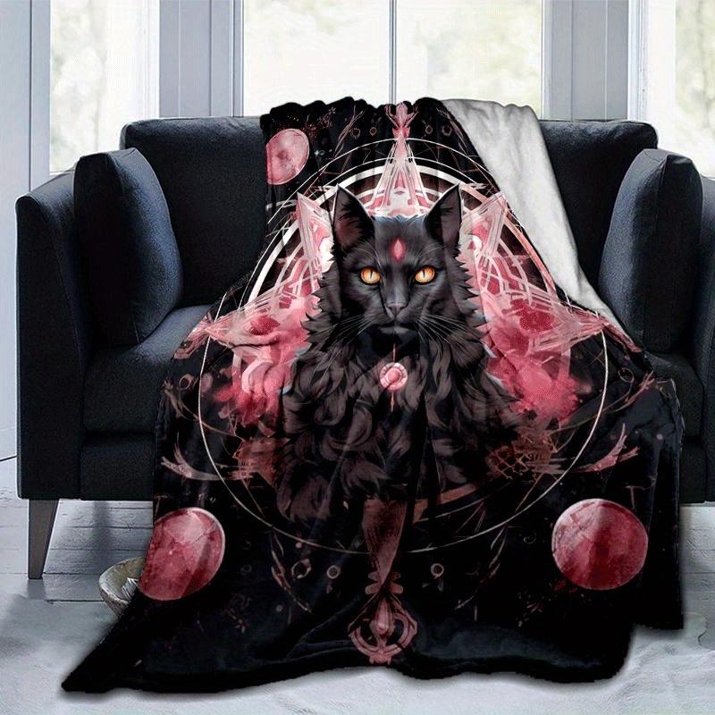 1pc Cat Printing Lightweight Flannel Blanket, Comfortable and Warm Blanket, for Camping Sofa Bed and Couch Office, Gift