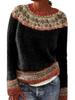 Women's 2026 Retro Color Block Knitwear: Long Sleeve, Comfortable, Versatile Round Neck Sweater